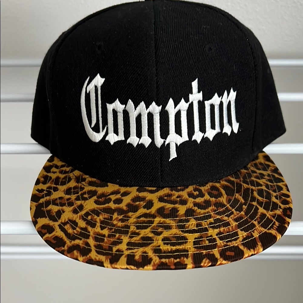 Black and Leopard Print Snapback Hat